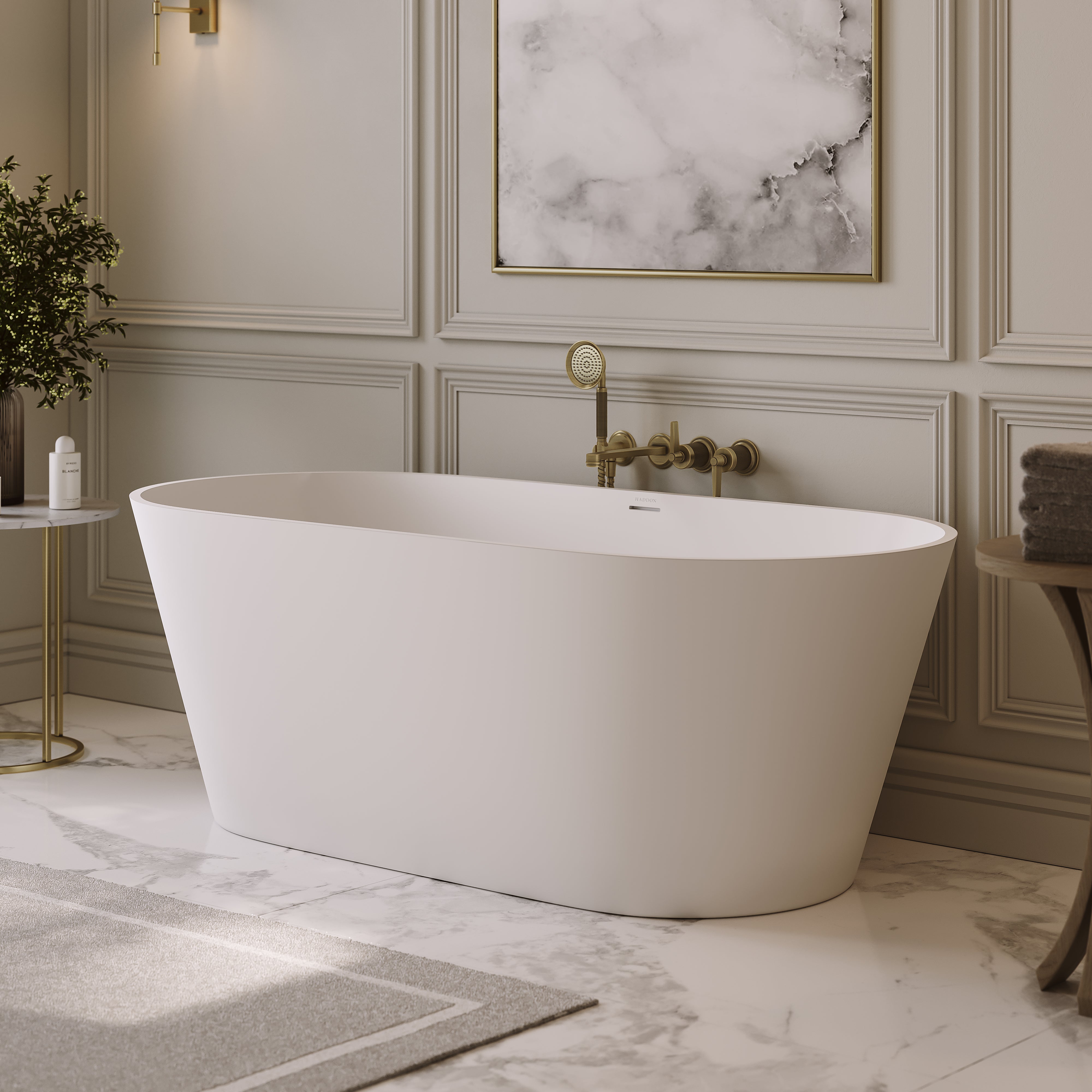 Waldorf Freestanding White Stone Bath 1600mm