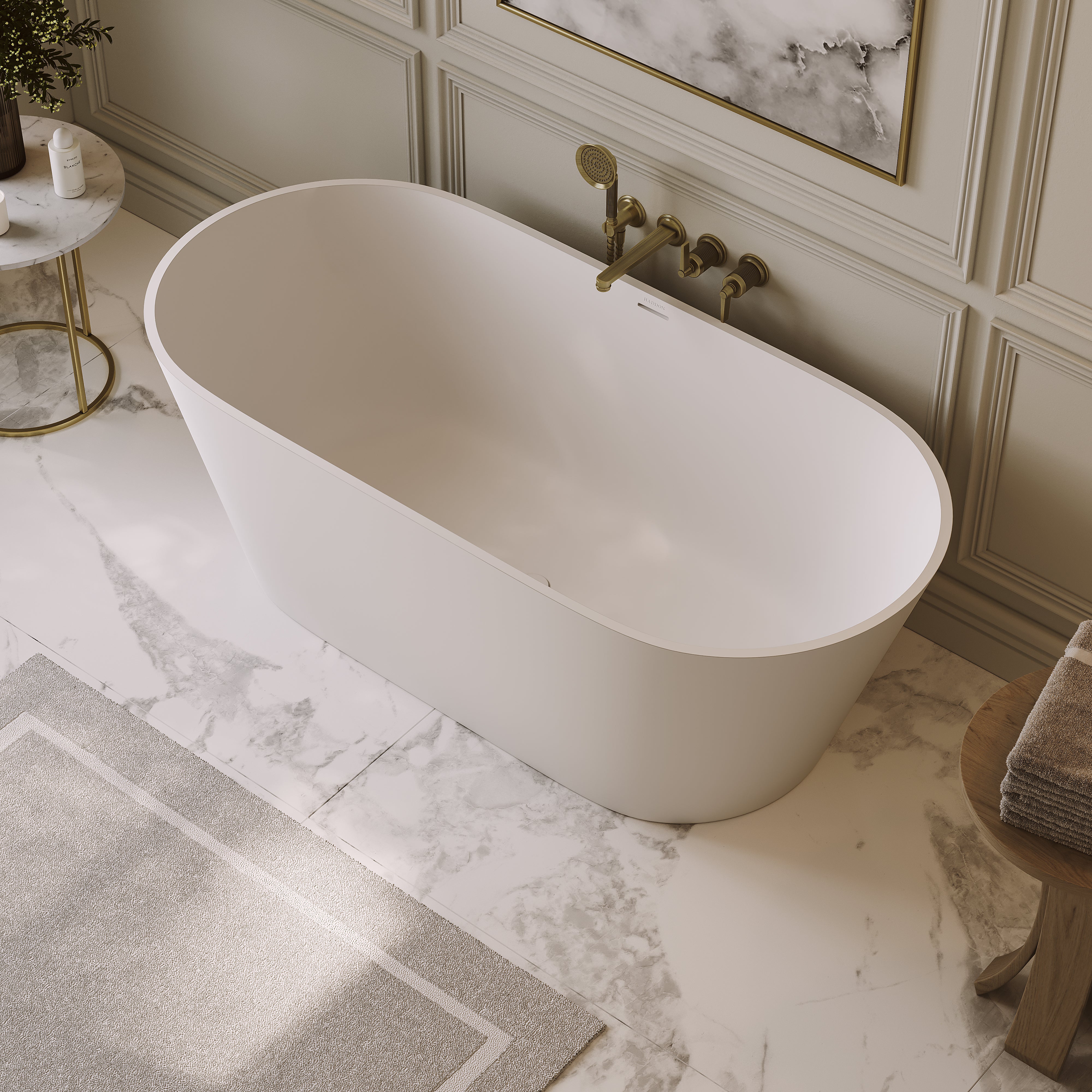 Waldorf Freestanding White Stone Bath 1600mm