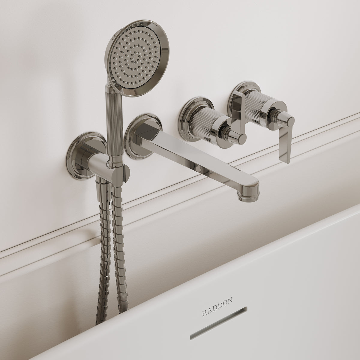 Pembury Polished Nickel Wall Mounted Bath Shower Mixer Tap