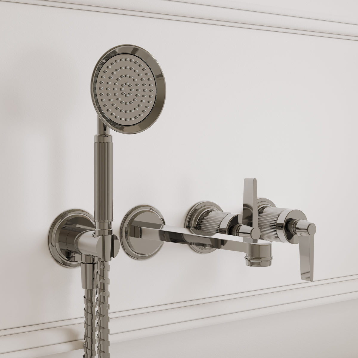 Pembury Polished Nickel Wall Mounted Bath Shower Mixer Tap