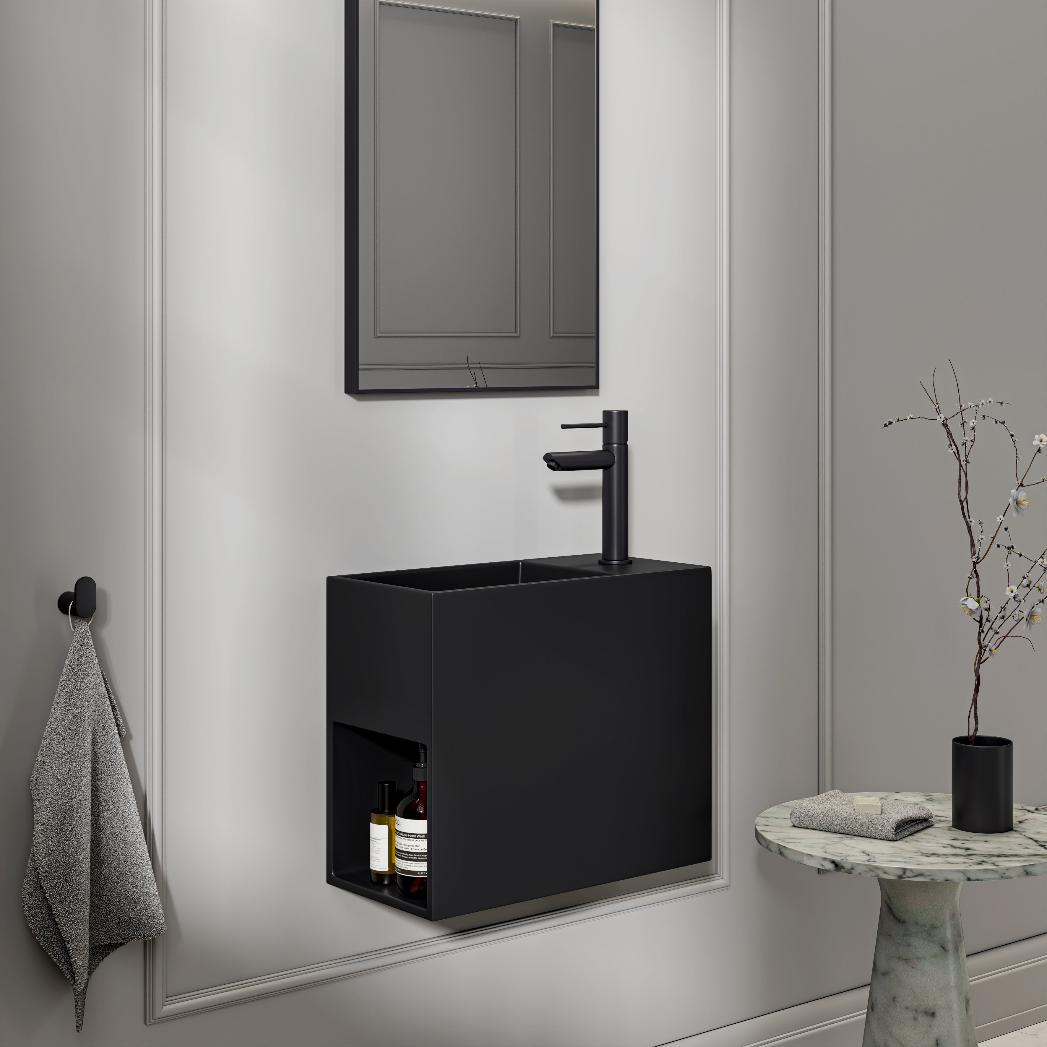 Kent Stone Basin Matte Black 450mm