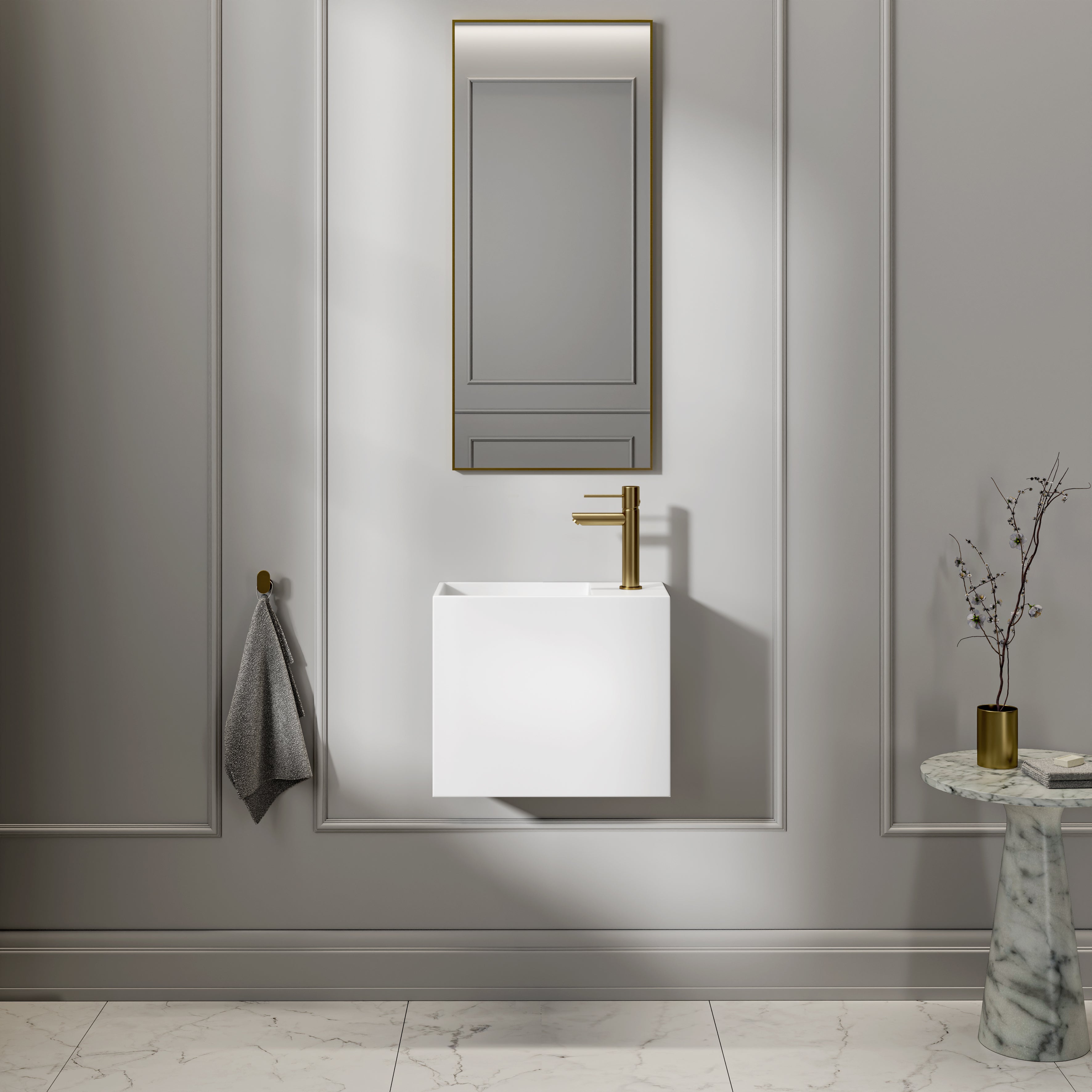 Kent Stone Basin Matte White 450mm