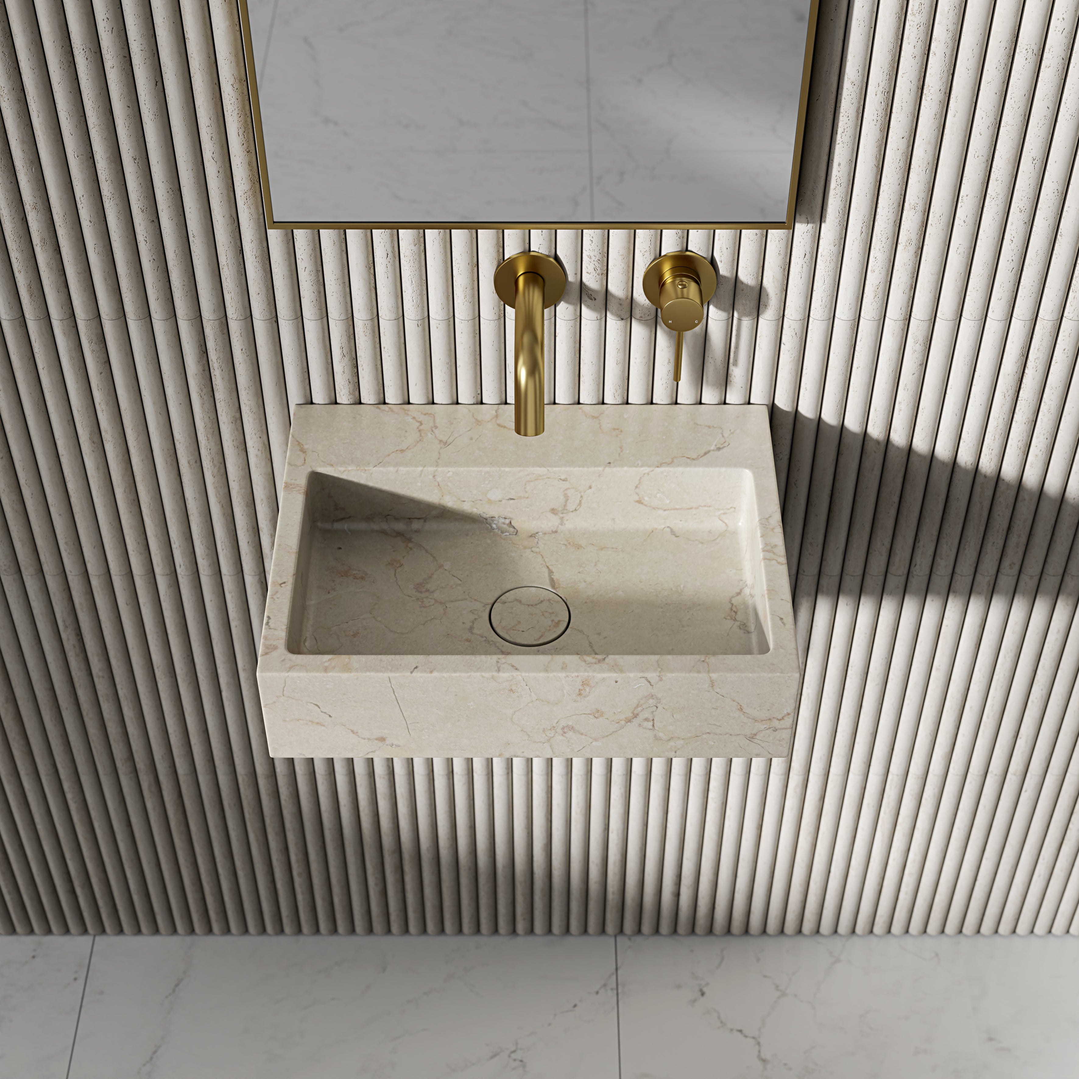 Figo Crema Marfil Marble Wall Hung Basin 400mm