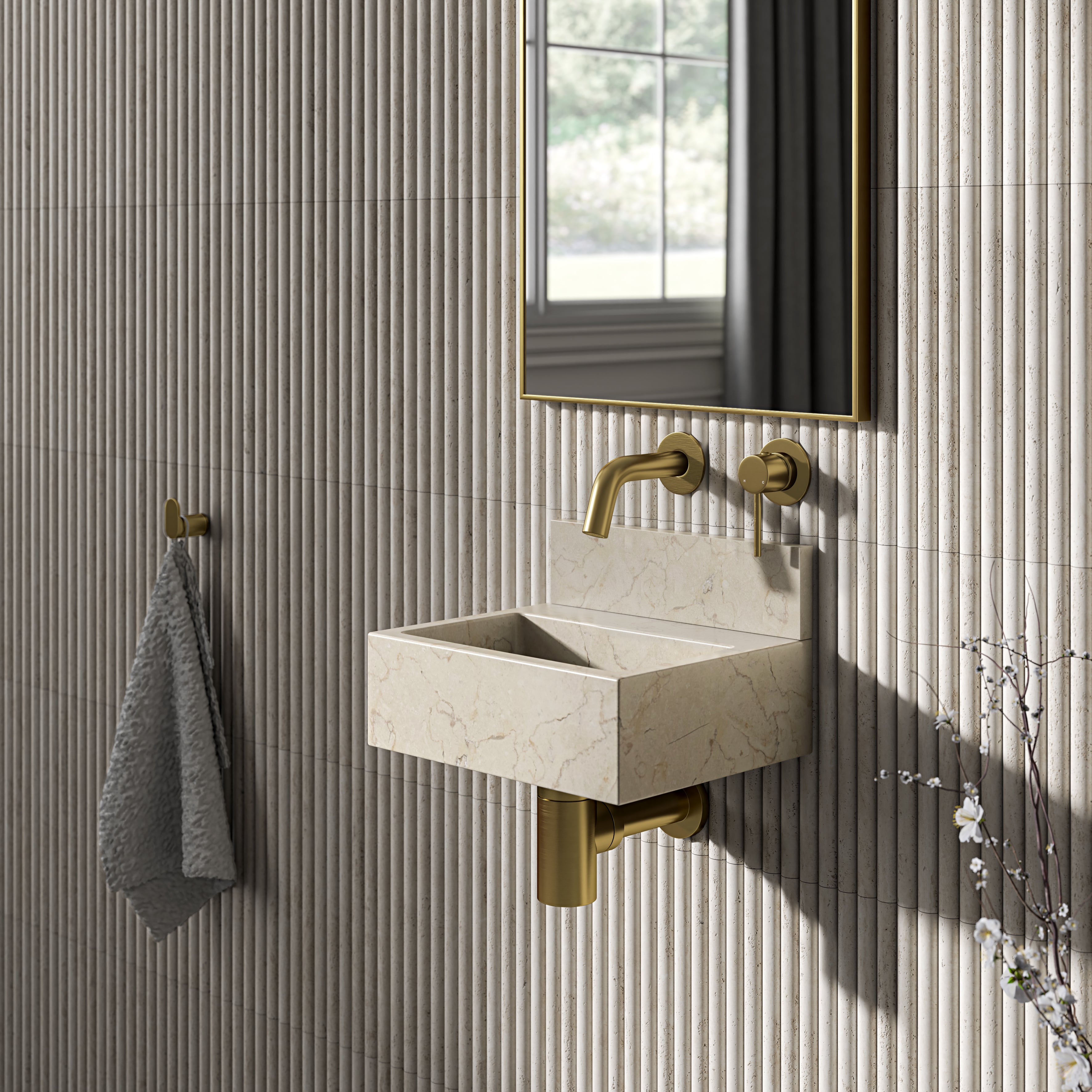 Crema Marfil Marble Upstand 300mm
