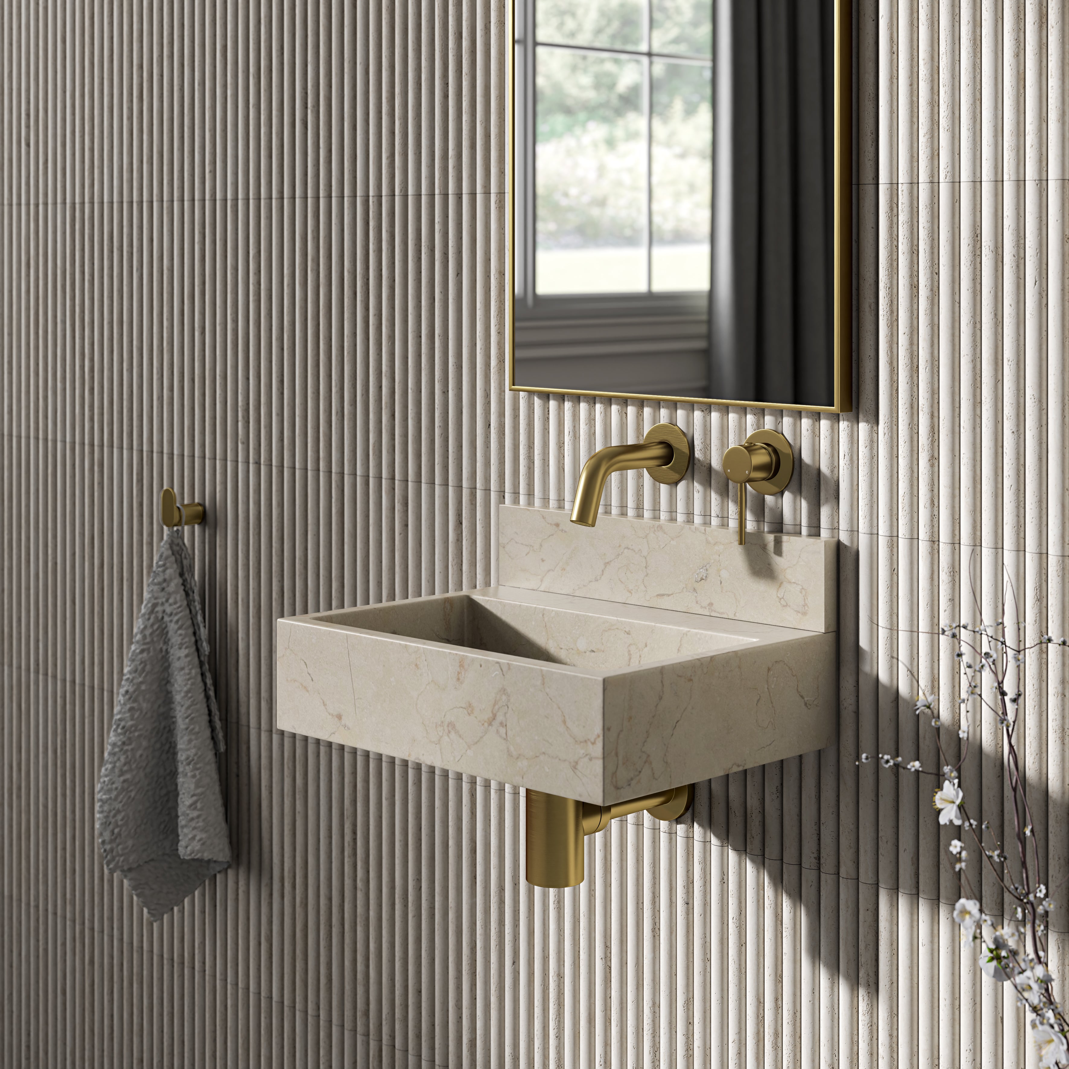 Crema Marfil Marble Upstand 400mm