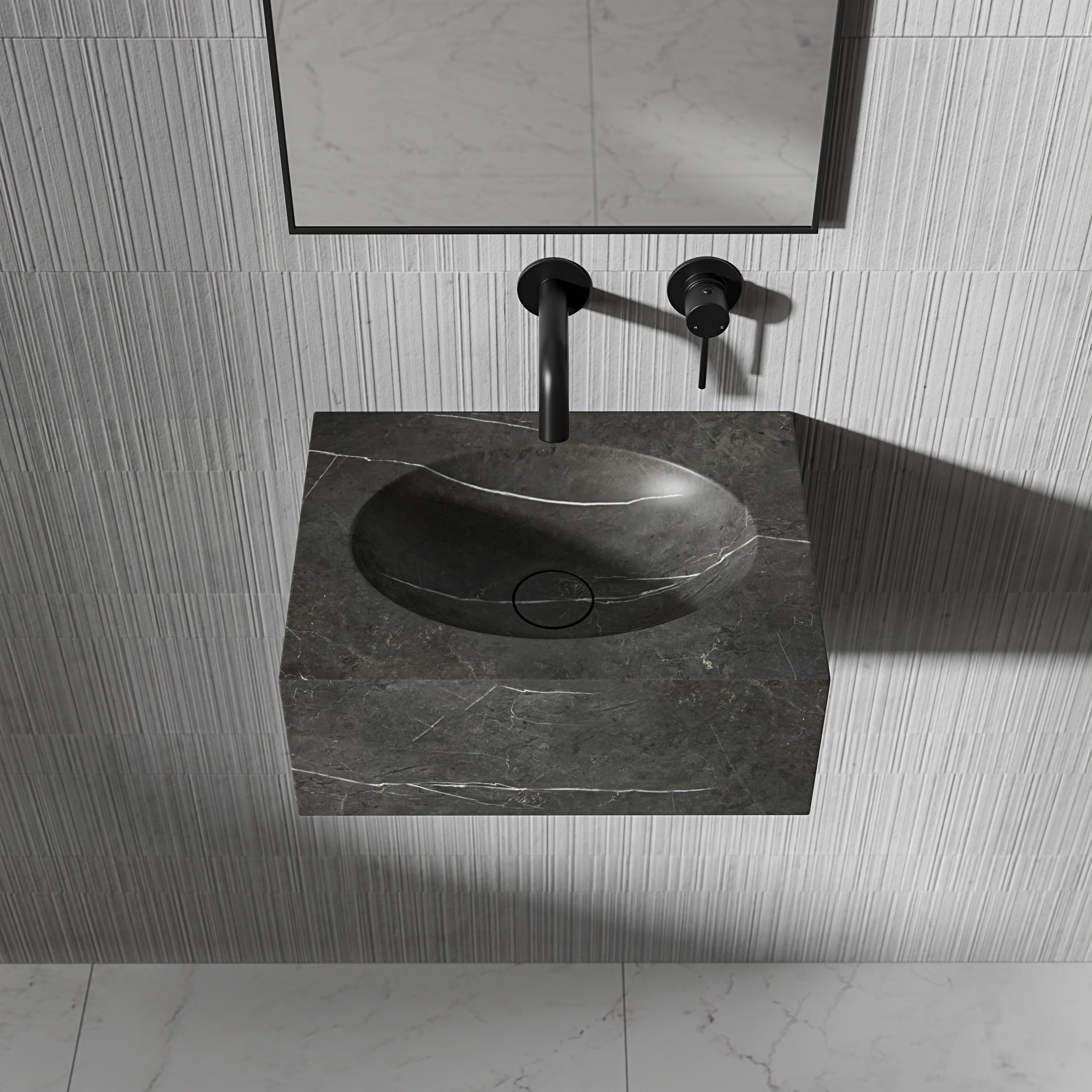 Vienna Pietra Grey Marble Wall Hung Basin 400mm