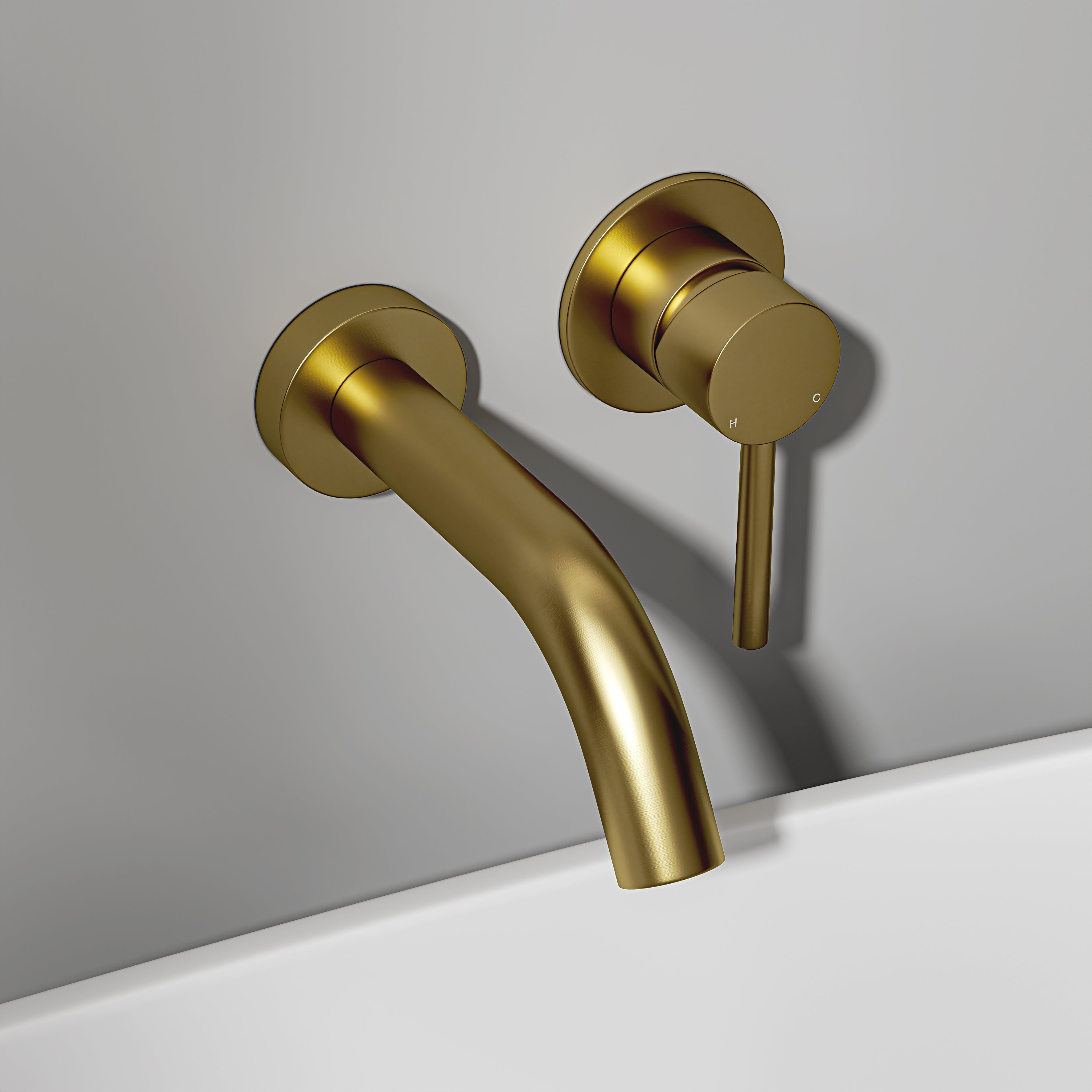 Nuvo Brushed Gold Wall Mounted Bath Mixer Tap