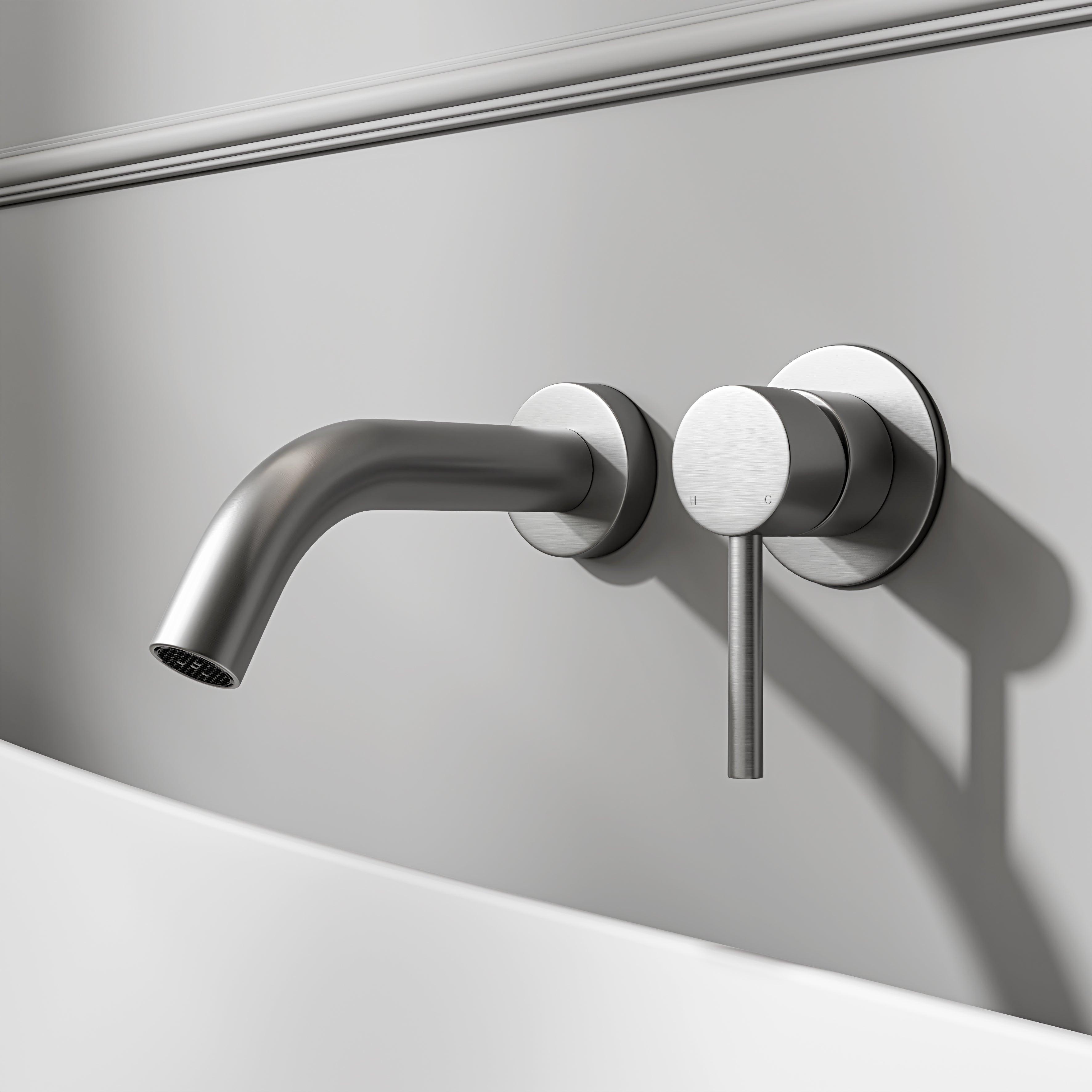 Nuvo Brushed Stainless Wall Mounted Bath Mixer Tap