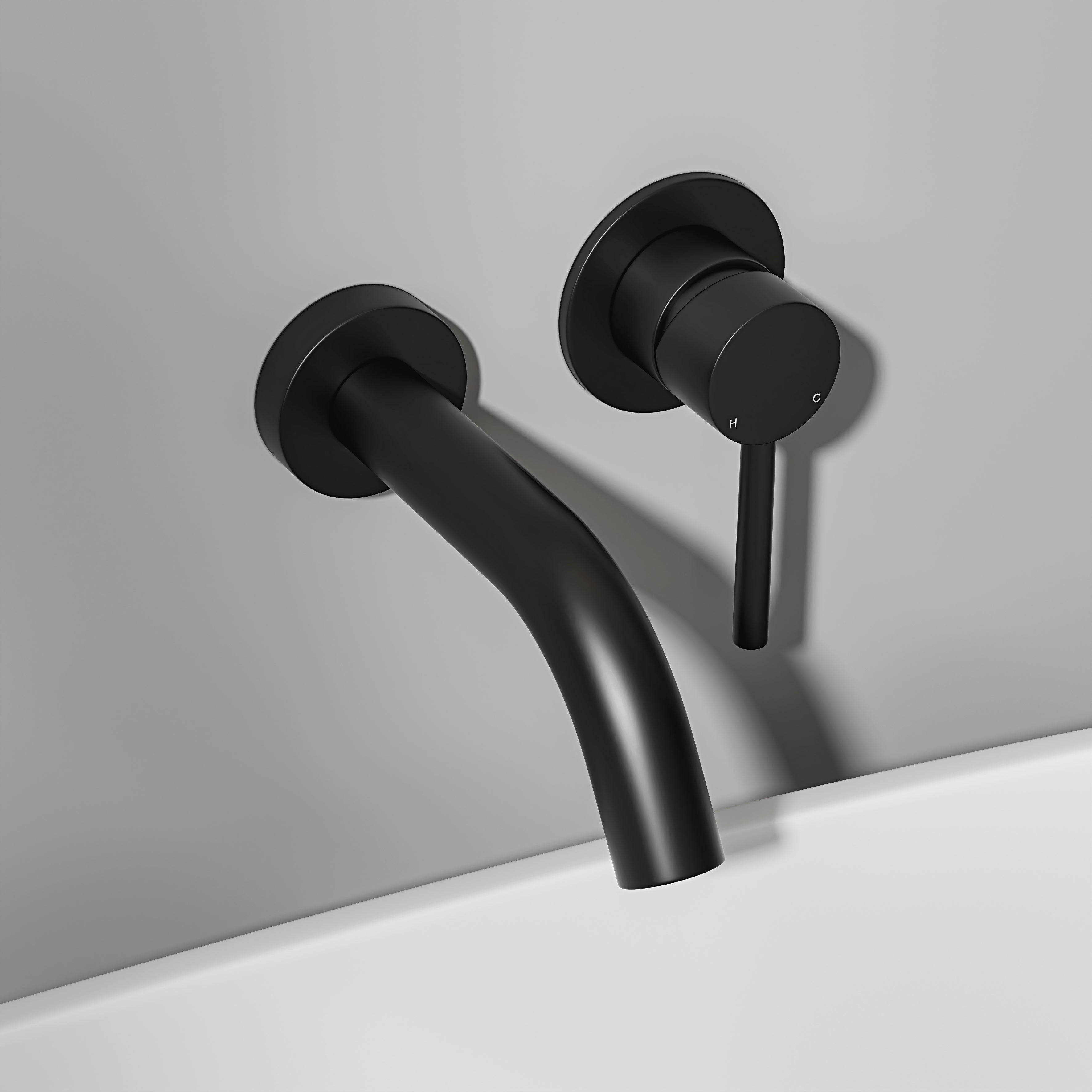 Nuvo Matte Black Wall Mounted Bath Mixer Tap