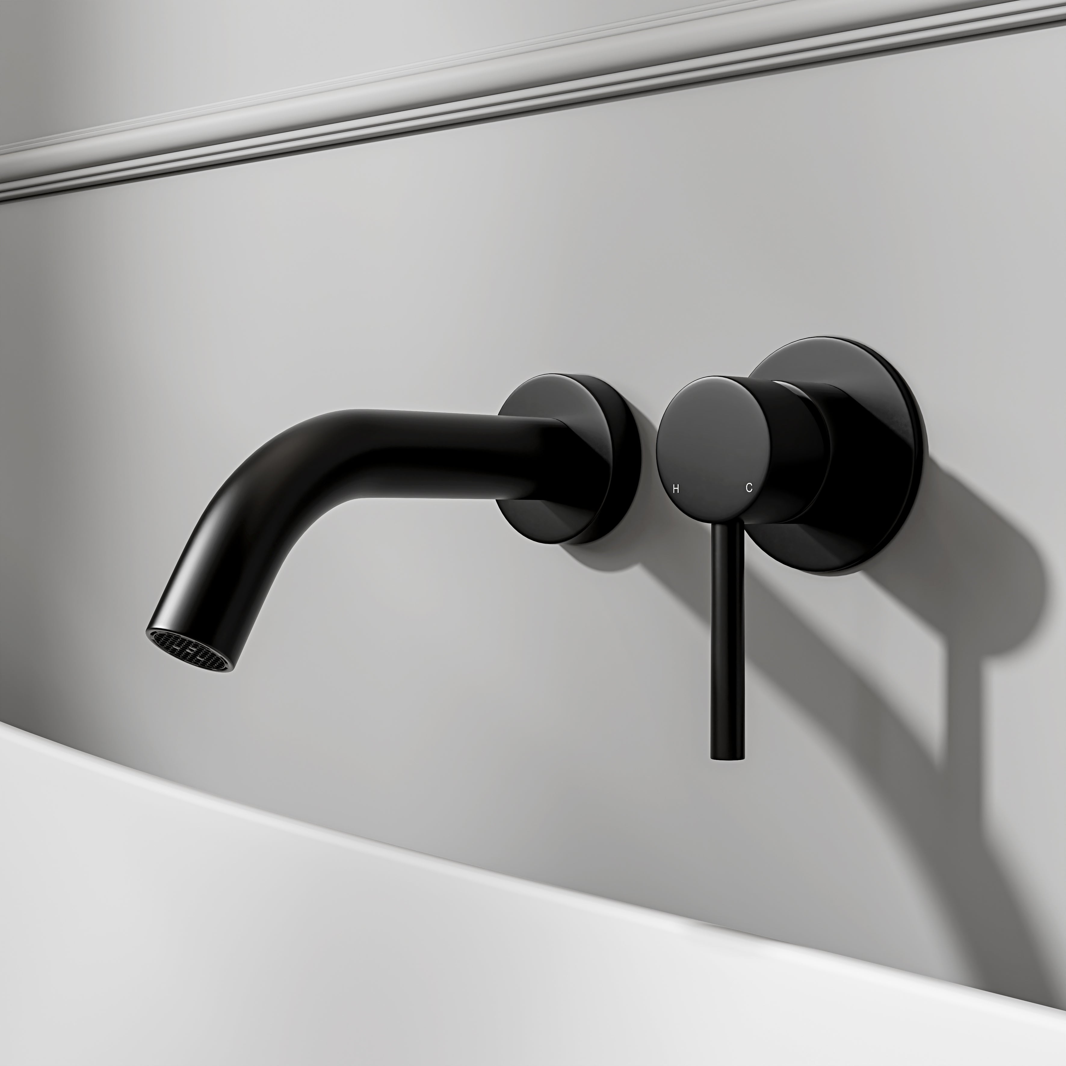 Nuvo Matte Black Wall Mounted Bath Mixer Tap