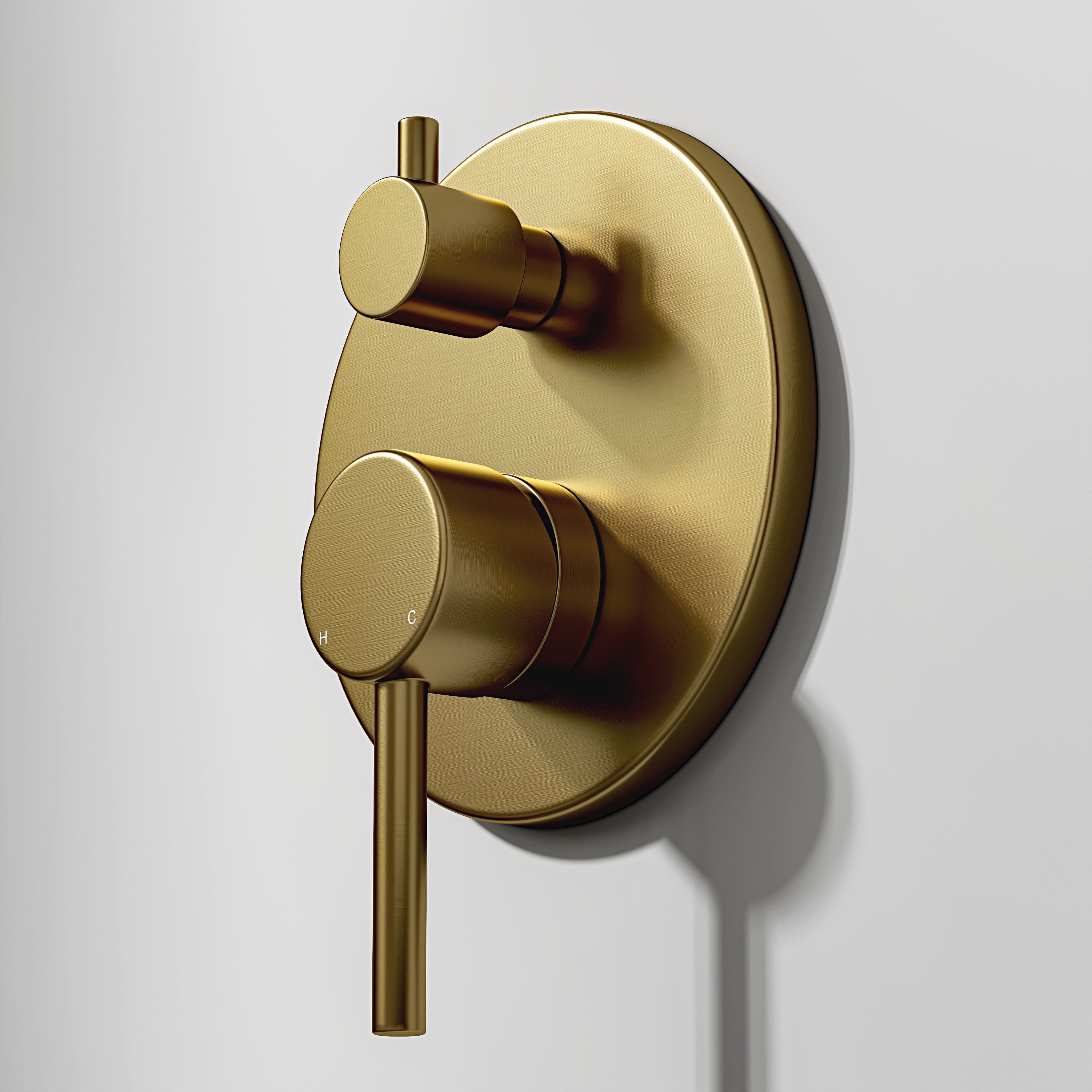 Nuvo Brushed Gold Wall Mounted Bath Shower Mixer Tap