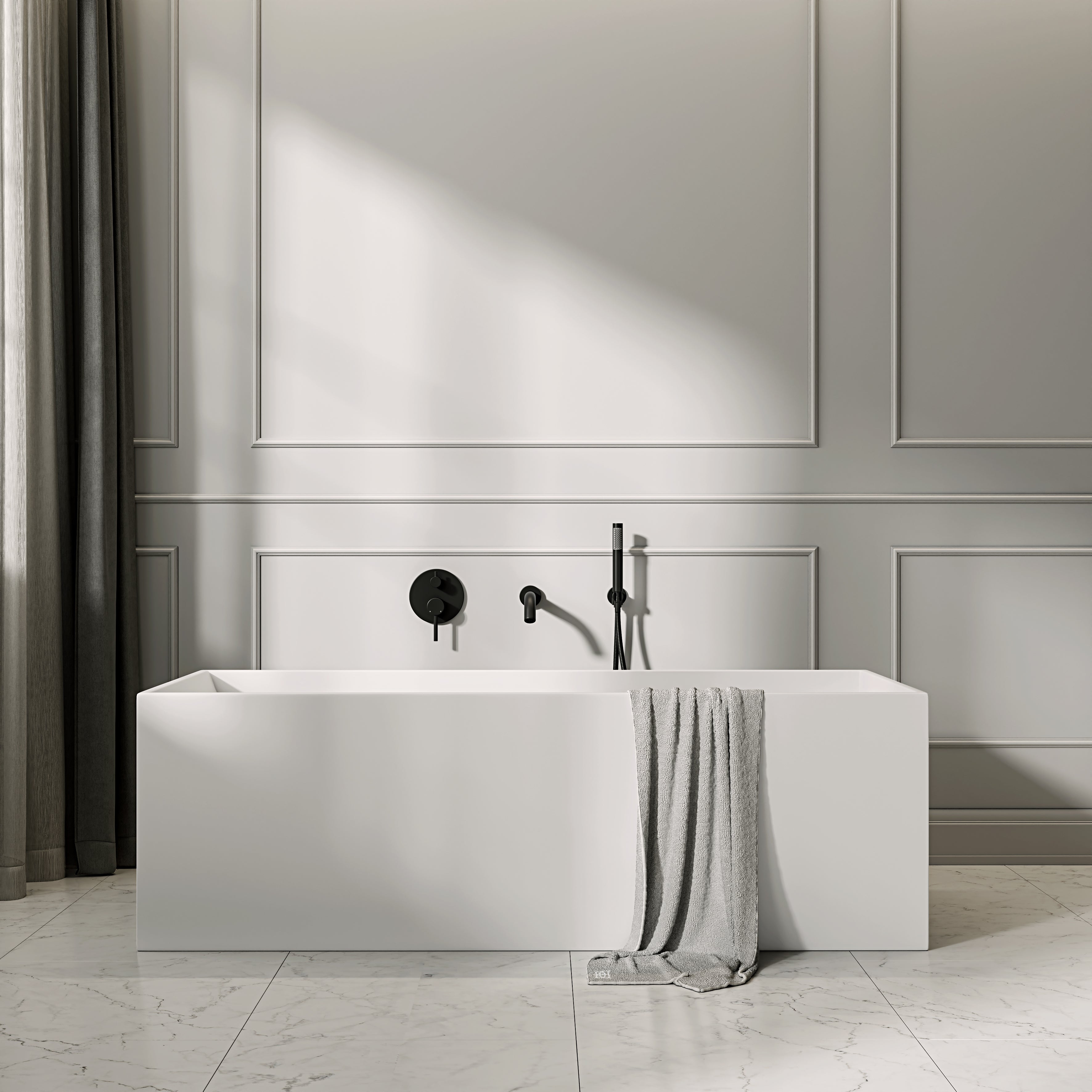 Nuvo Matte Black Wall Mounted Bath Shower Mixer Tap